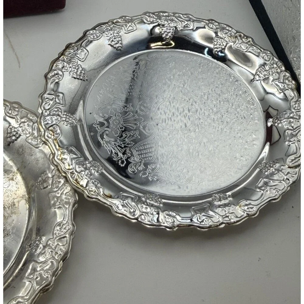 🥂CREA Milano Classic Silverplate Collection Coasters w/ Storage Box –Set of 6🥂